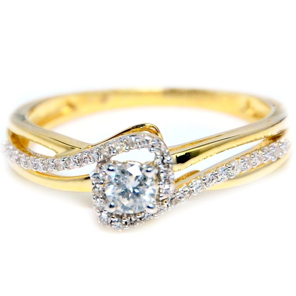 1/3cttw Diamond Engagement Promise Ring 10K Gold 7mm Wide Round Solitaire Center